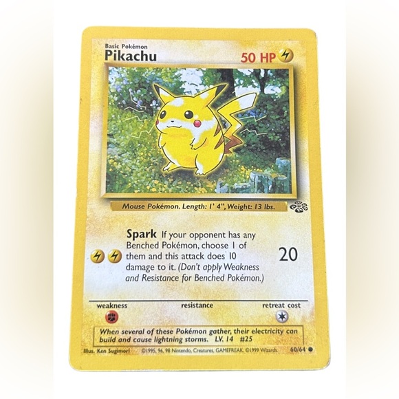 Pokémon Pikachu 60/64 Jungle Set Basic Pokémon Card Rare 1999 - Picture 1 of 2